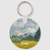 Vincent Van Gogh Wheat Field met Cypresses Custom Sleutelhanger (Achterkant)