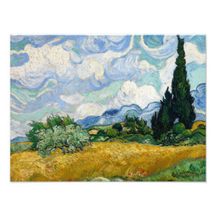 Vincent van Gogh - Wheat Field met Cypresses Foto Afdruk