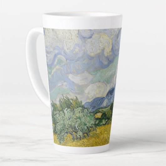 Vincent van Gogh - Wheat Field met Cypresses Latte Mok (Linkerhoek)