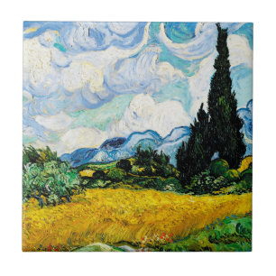 Vincent Van Gogh Wheat Field met Cypresses Tegeltje
