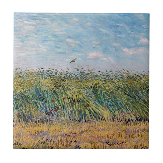 Vincent van Gogh - Wheat Field met een Lark Tegeltje (Voorkant)