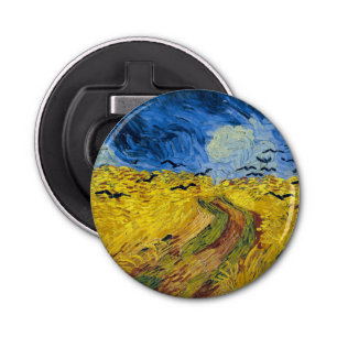 Vincent van Gogh - Wheatfield met Crows Button Flesopener