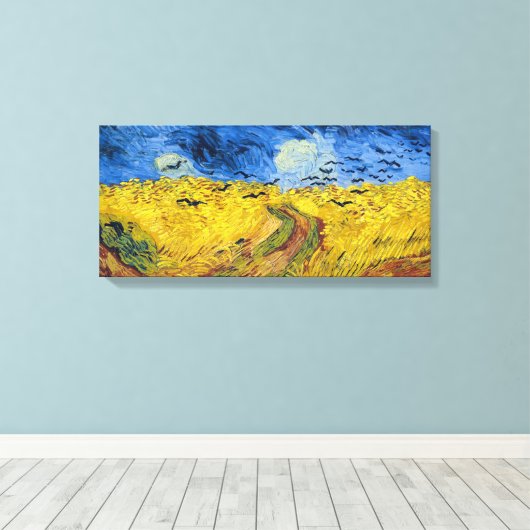 Vincent van Gogh - Wheatfield met Crows Canvas Afdruk (Insitu (Houten vloer))