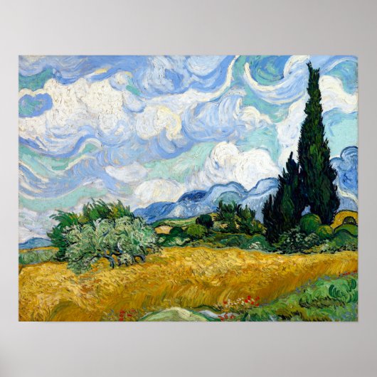 Vincent van Gogh Wheatfield met Cypresses Poster (Voorkant)