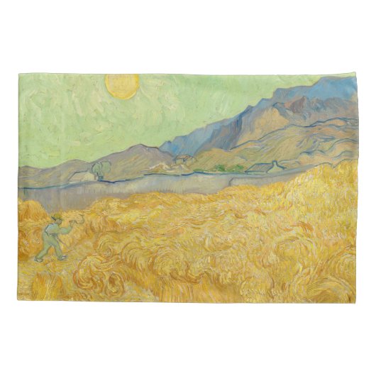 Vincent van Gogh - Wheatfield met een Reaper Kussensloop (Achterkant)