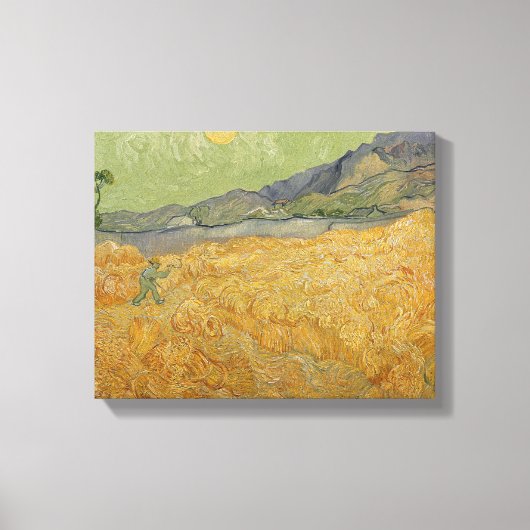 Vincent van Gogh | Wheatfield met Reaper, 1889 Canvas Afdruk (Voorkant)