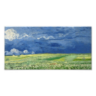 Vincent van Gogh - Wheatfield onder de wolken Foto Afdruk