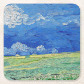 Vincent van Gogh - Wheatfields under Thunderclouds Vierkante Kartonnen Onderzetter (Voorkant)