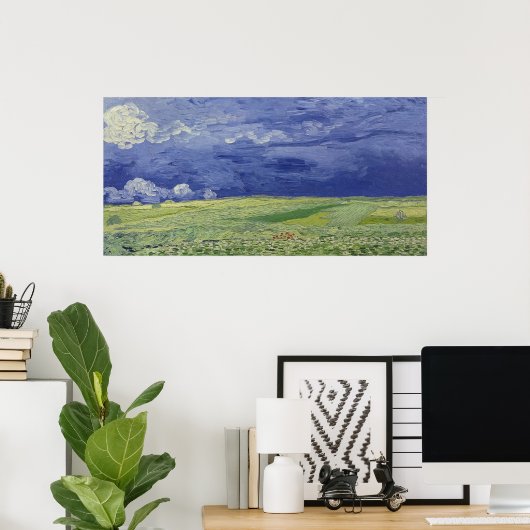 Vincent van Gogh | Wielvelden onder Thundercloud Poster (Thuiskantoor)