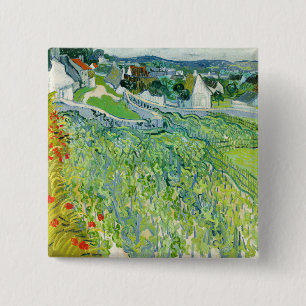 Vincent van Gogh - Wijngaarden bij Auvers Vierkante Button 5,1 Cm