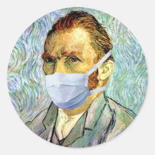 Vincent Van Gogh Zelfportret Met Masker Grap Ronde Sticker