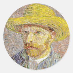 Vincent van Gogh - Zelfportret met Pet Ronde Sticker