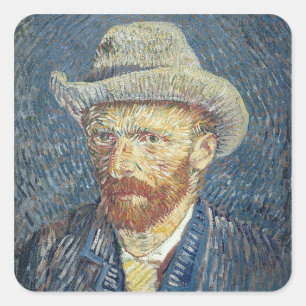 Vincent van Gogh   Zelfportret met smelt Pet Vierkante Sticker