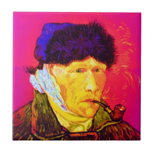 Vincent Van Gogh - Zelfportret met verband Pop Art Tegeltje