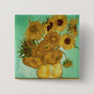 Vincent van Gogh   Zonnebloemen 1888 Vierkante Button 5,1 Cm