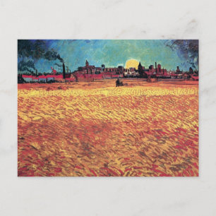 Vincent Van Gogh - Zonsondergang boven graanvelden Briefkaart