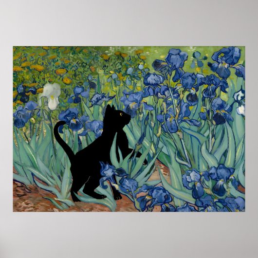 Vincent Van Gogh's Irises Cat Print Black Cat (Voorkant)