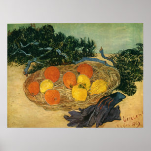 Vincent van Gogh's mand van fruit en handschoenen Poster