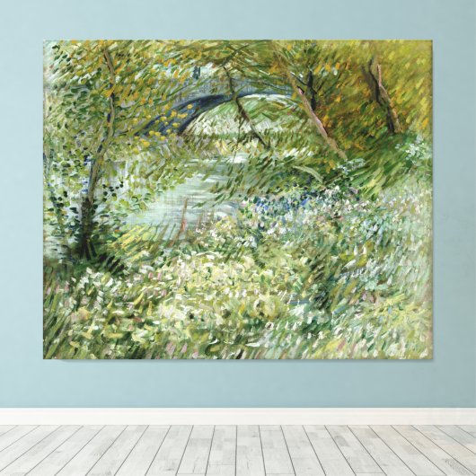 Vincent van Gogh's River Bank in Springtime Canvas Afdruk (Insitu (Houten vloer))