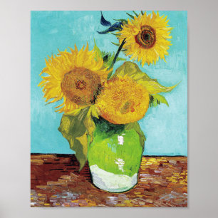 Vincent van Gogh's Vase met drie zonnebloemen Poster