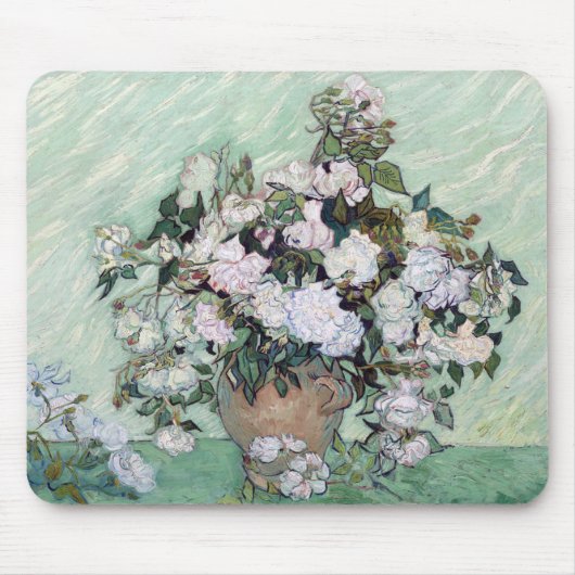 Vincent Willem van Gogh, ピンクの薔薇の花 瓶 Muismat (Voorkant)
