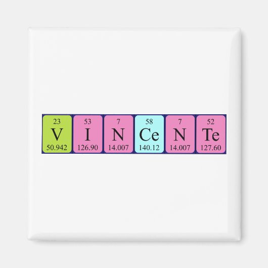 Vincente nom de table périodique aimant (Devant)