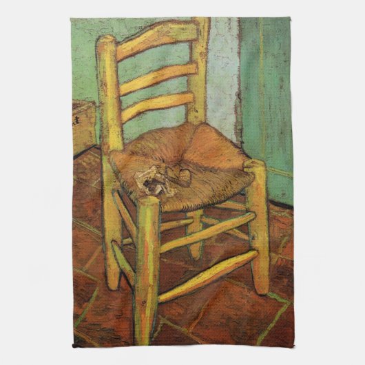 Vincent's stoel met zijn pijp van Vincent van Gogh Theedoek (Verticaal)