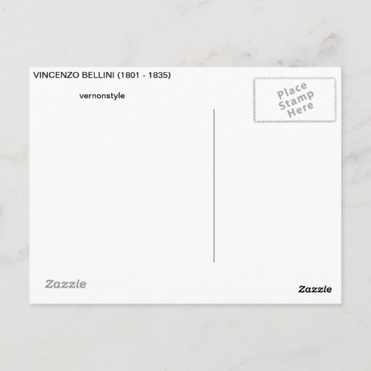 VINCENZO BELLINI Opera Composer Briefkaart (Achterkant)