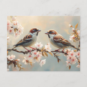 Vinchvogels op een Cherry Blossom Branch Briefkaart