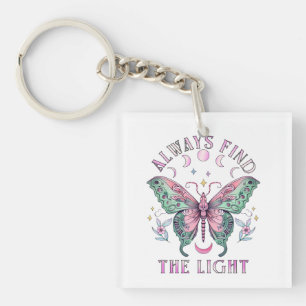 Vind altijd het Licht Mooie kleurrijke vlinder Sleutelhanger