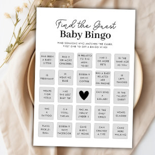 Vind de Gast Baby shower Bingo Game Kaart