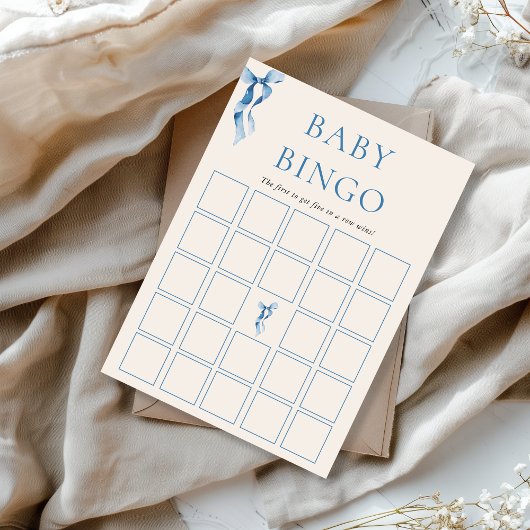Vind de gast Bingo Game Bow Baby shower Kaart