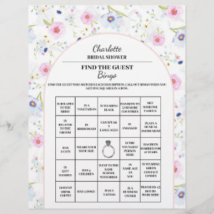 Vind De Gast Bruidsfeest Bingo Bloem Flyer