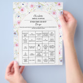 Vind De Gast Bruidsfeest Bingo Bloem Flyer (Hand)