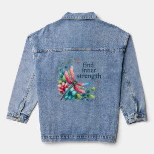 Vind Innerlijke Sterkte - Artistieke Dragonfly Denim Jacket