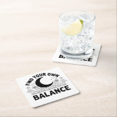 Vind je eigen balans vierkante kartonnen onderzetter (Insitu)