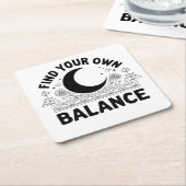 Vind je eigen balans vierkante kartonnen onderzetter (Schuin)