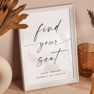 Vind je stoel bord Minimalistische trouwstoelind Poster