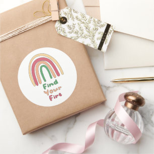 Vind je vuur inspirerend boho regenboog ronde sticker