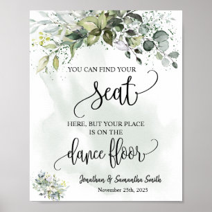 Vind je zitbord trouwreceptie eucalyptus poster