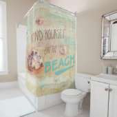 Vind jezelf op het strand aqua shell collage douchegordijn (In situ)