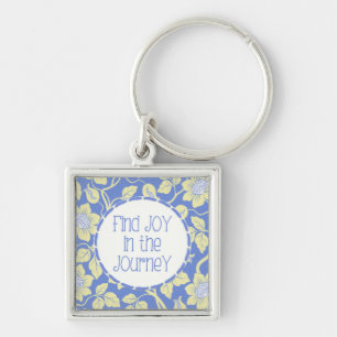 Vind JOY in de JOurneY typografie blauw geel Sleutelhanger