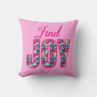 Vind JOY Word Art in Fuchsia Roze en Blauwgroen Gr Kussen