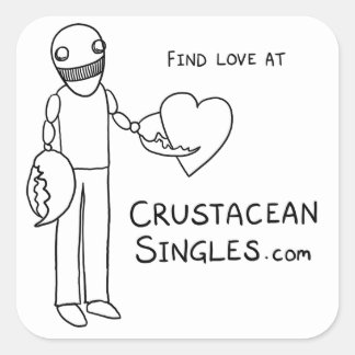Vind liefde op CrustaceanSingles.com (sticker) Vierkante Sticker