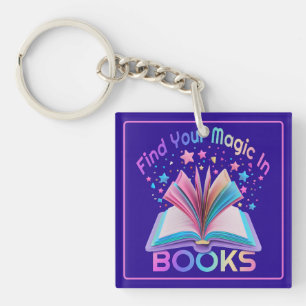 Vind Magie In Boeken Paars En Roze Sleutelhanger