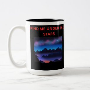 Vind me onder de sterren berg nachtelijke hemel mo tweekleurige koffiemok
