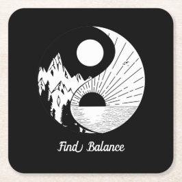Vind Saldo Zen Yin Yang Black White Vierkante Kartonnen Onderzetter