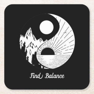 Vind Saldo Zen Yin Yang Black White Vierkante Kartonnen Onderzetter