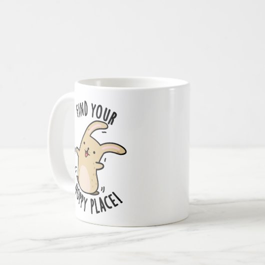 Vind uw Hoppy Place Funny Rabbit Pun Koffiemok (Voorkant links)