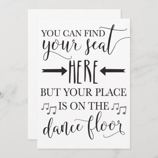 Vind Uw Stoel Hier Trouwposter Bord 5x7 (Voorkant / Achterkant)